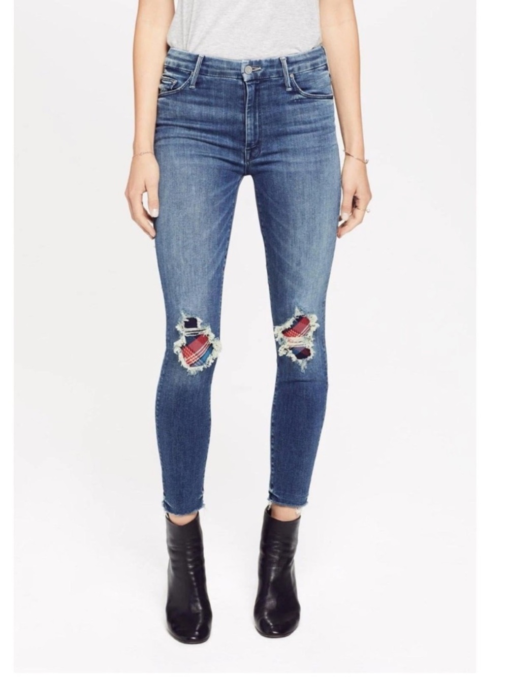 Mother High Waisted Looker Ankle Fray Just Like The Ones We Used To Know Jeans